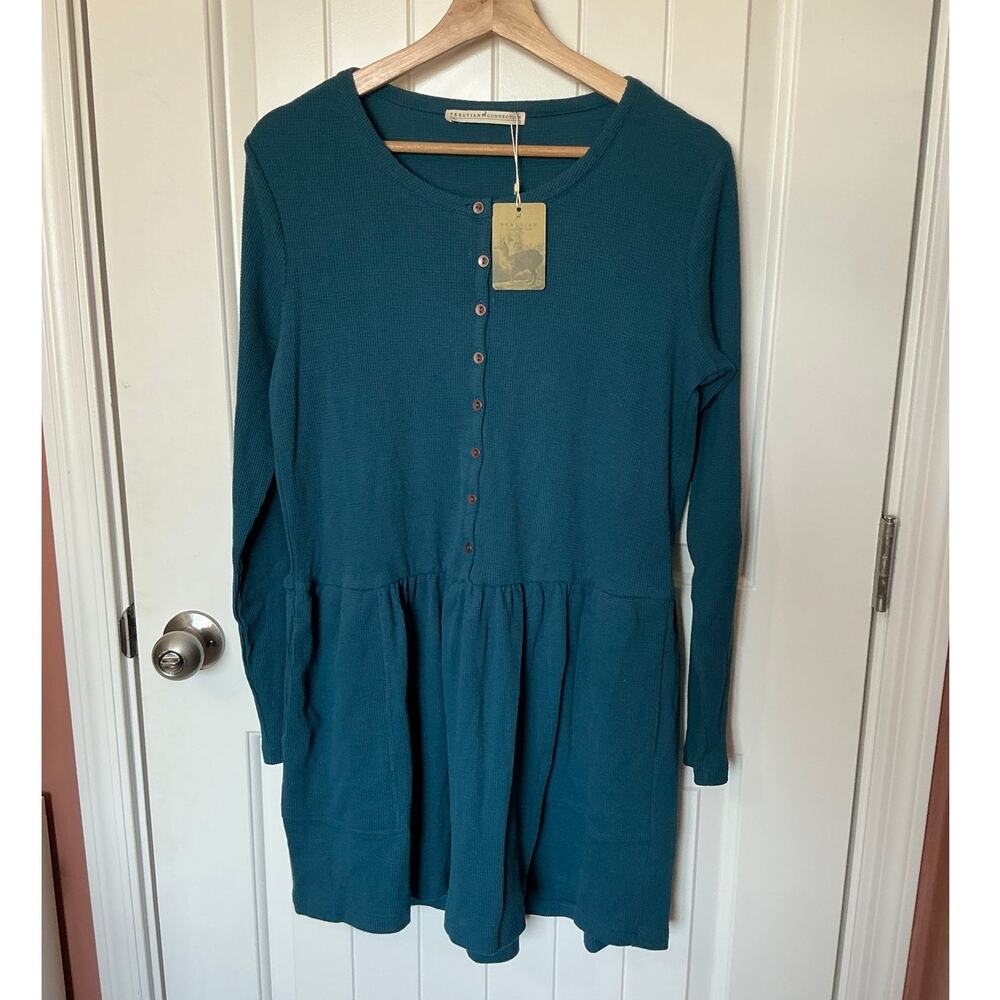 NWT Peruvian Connection Tangier Waffle Tunic W8 Deep Teal